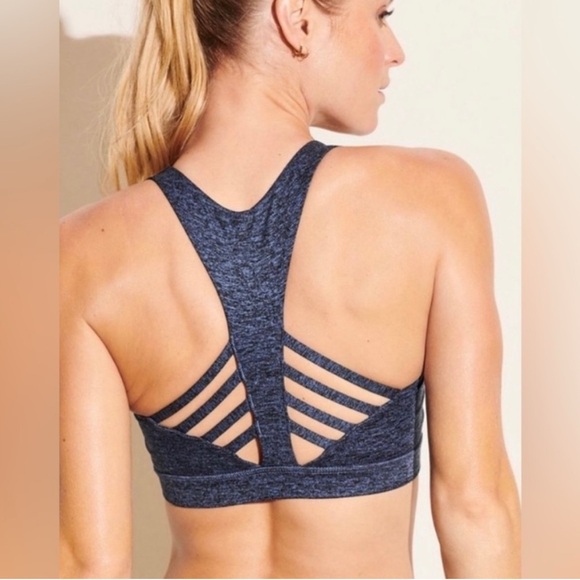 PELOTON Racerback Sports Bra - Dark Blue Heathered Black - Size M - Picture 5 of 12